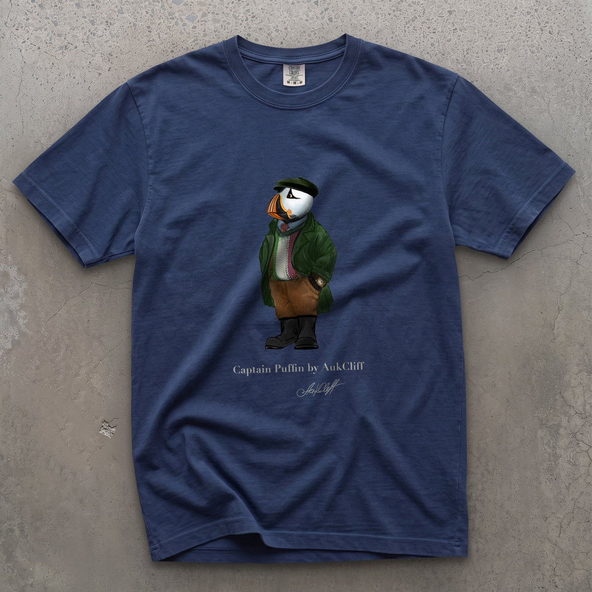 AukCliff® Captain Puffin T-shirt True Navy / S Captain Puffin™ Republic of Newfoundland Comfort Colors T-Shirt