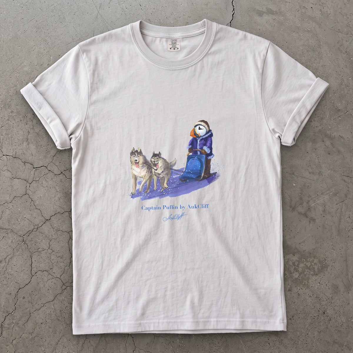 AukCliff Captain Puffin T-shirt White / S Captain Puffin™ Arctic Dog Sledder T-Shirt