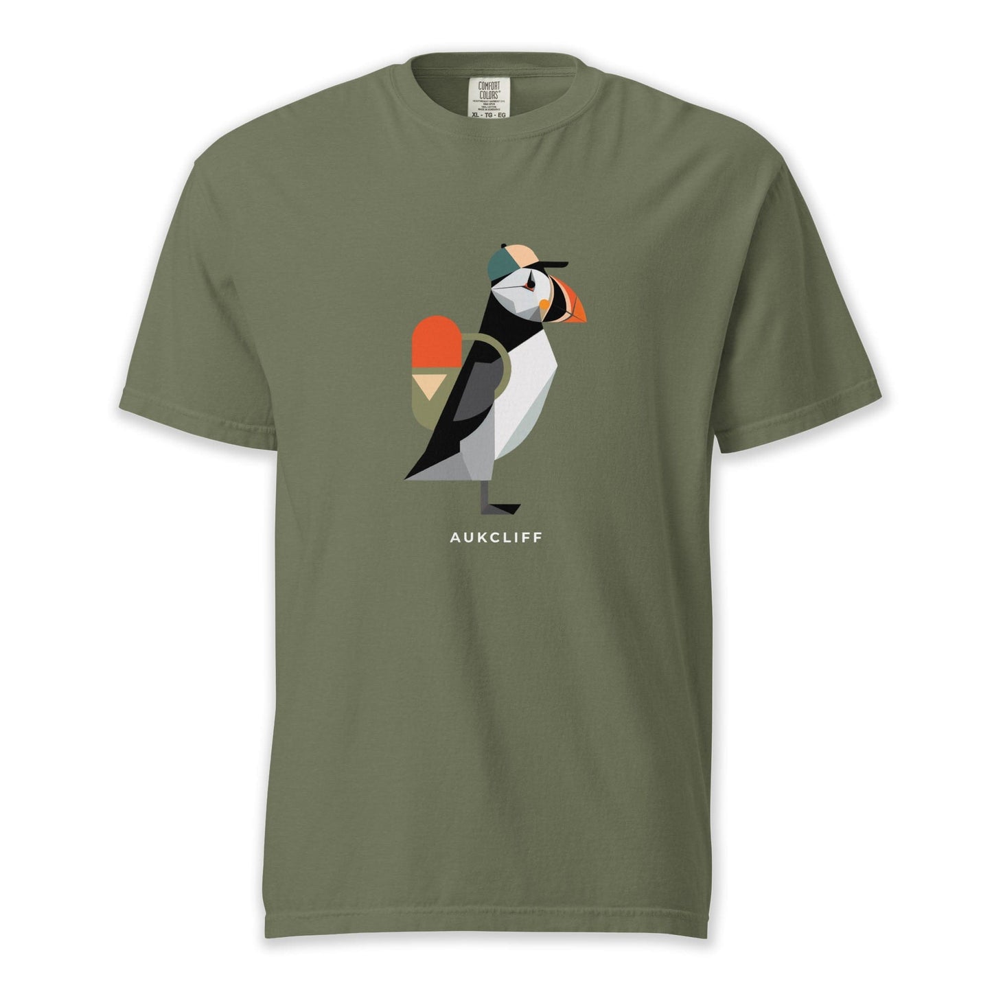 AukCliff® Comfort Colors Graphic Tee Moss / S Geometric Puffin Trekker T-shirt