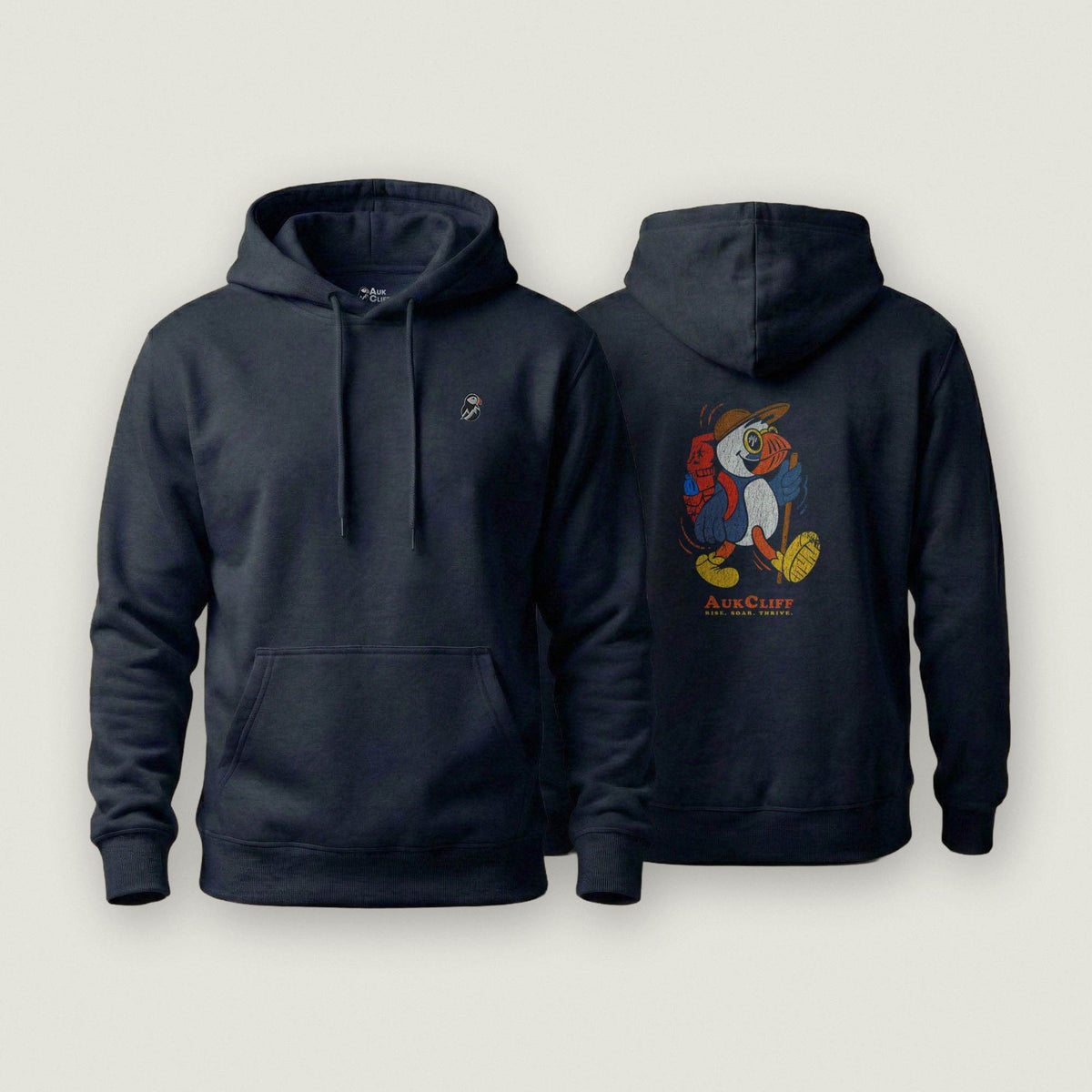 AukCliff Cotton Heritage Hoodie Navy Blazer / S Trailblazer Puffin Back Print Hoodie