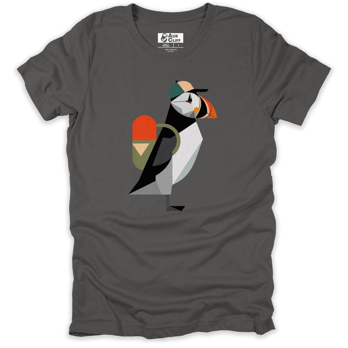 AukCliff Hiking and Camping Graphic Tees Asphalt / S Geometric Puffin Trekker T-shirt