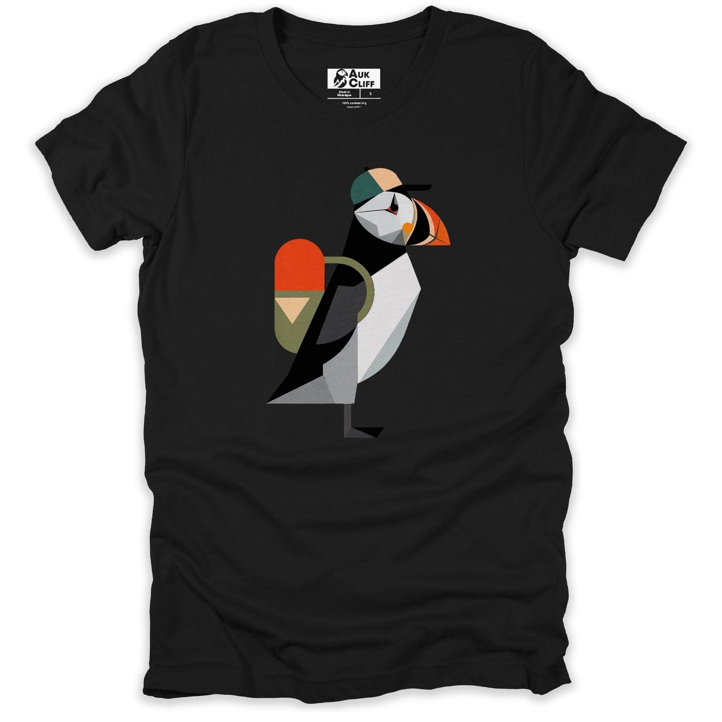 AukCliff Hiking and Camping Graphic Tees Black / S Geometric Puffin Trekker T-shirt