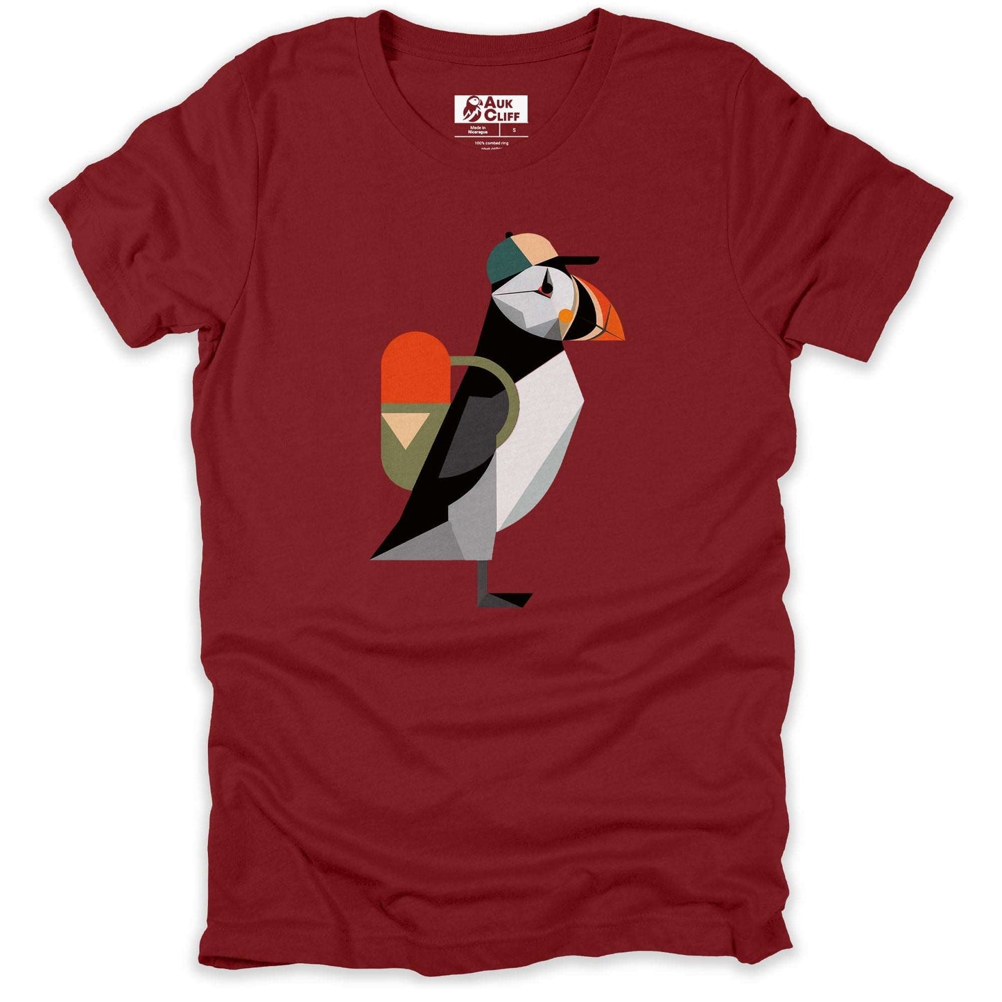AukCliff Hiking and Camping Graphic Tees Cardinal / S Geometric Puffin Trekker T-shirt