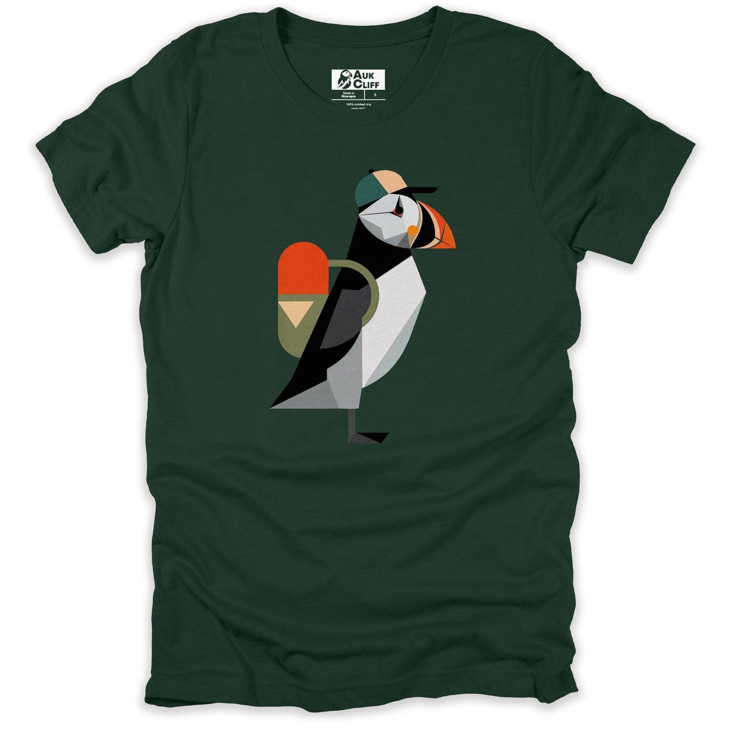 AukCliff Hiking and Camping Graphic Tees Forest / S Geometric Puffin Trekker T-shirt