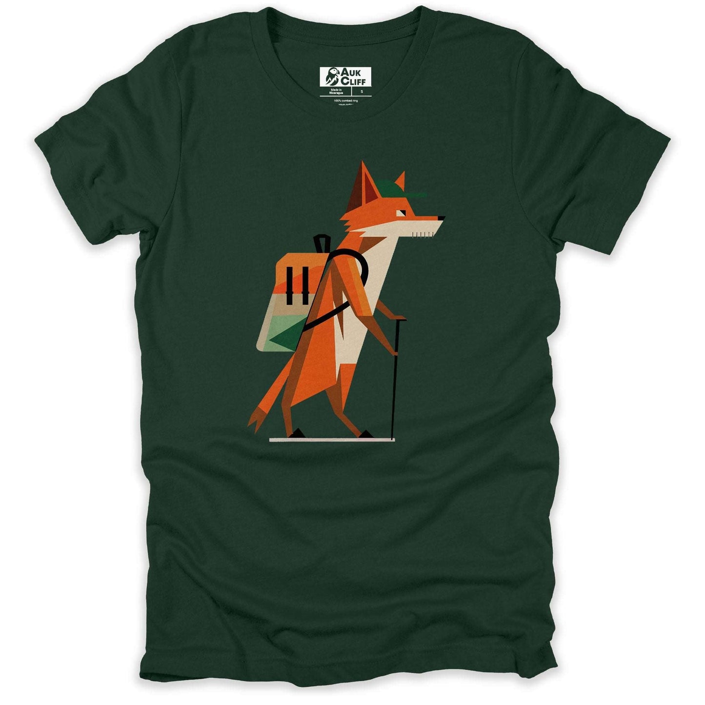 AukCliff Hiking and Camping Graphic Tees Forest / S Geometric Trekker Fox T-shirt