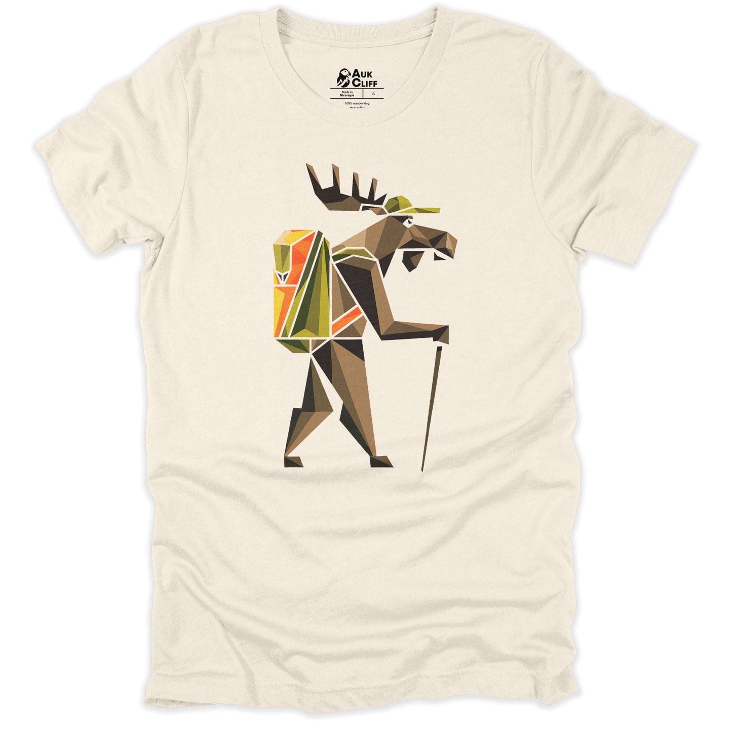 AukCliff Hiking and Camping Graphic Tees Natural / S Geometric Moose Trekker T-shirt
