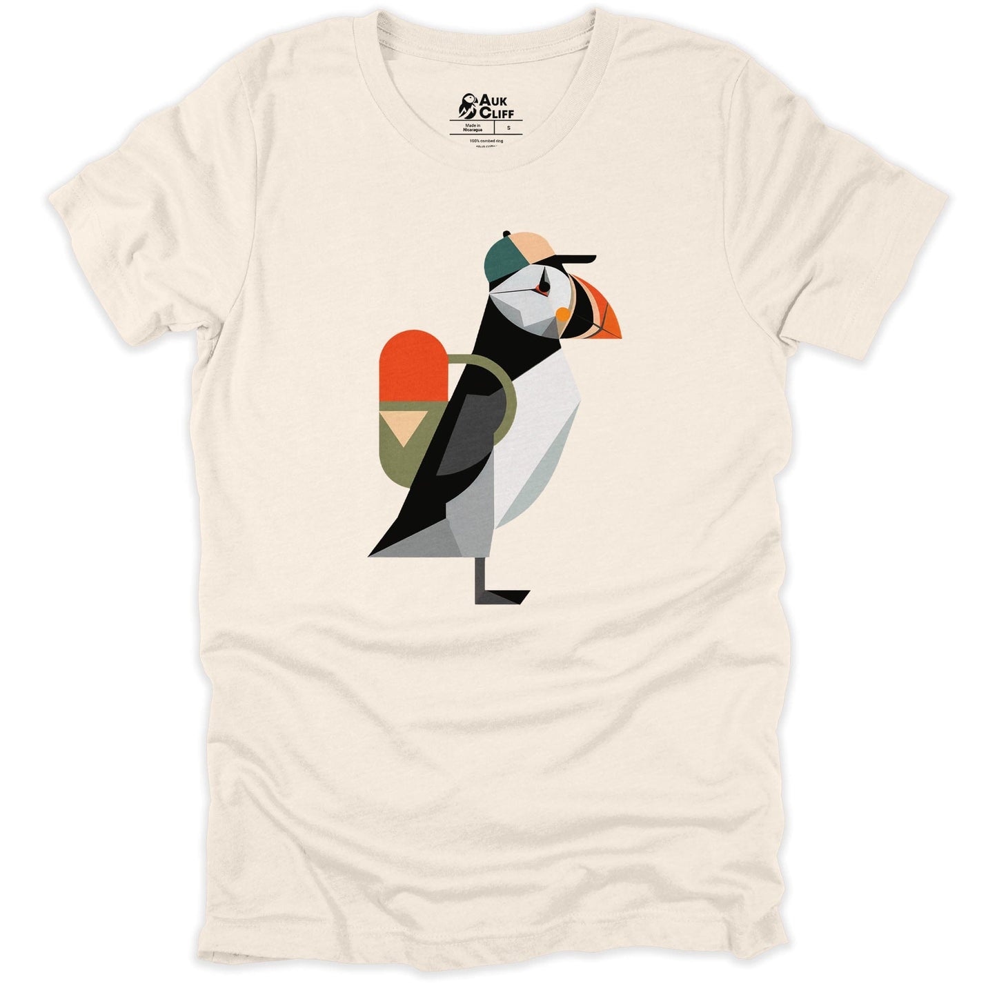 AukCliff Hiking and Camping Graphic Tees Natural / S Geometric Puffin Trekker T-shirt