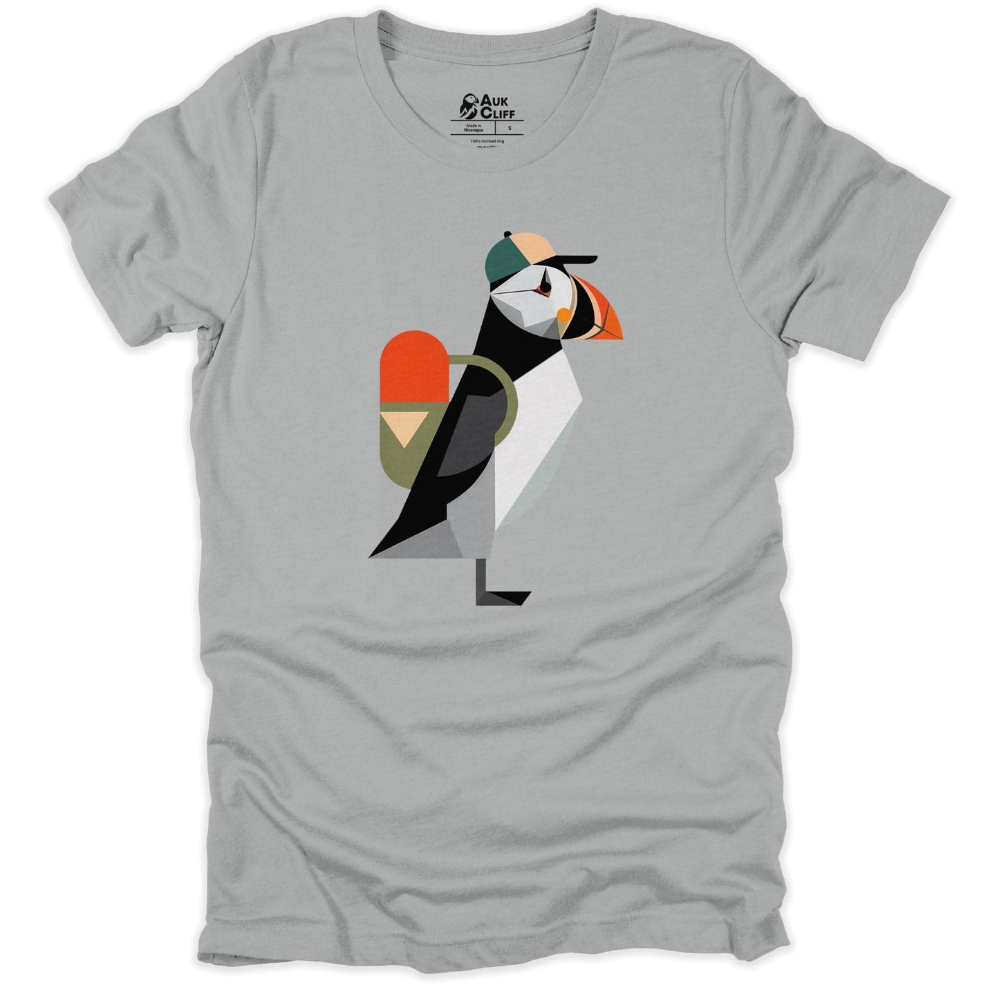 AukCliff Hiking and Camping Graphic Tees Silver / S Geometric Puffin Trekker T-shirt