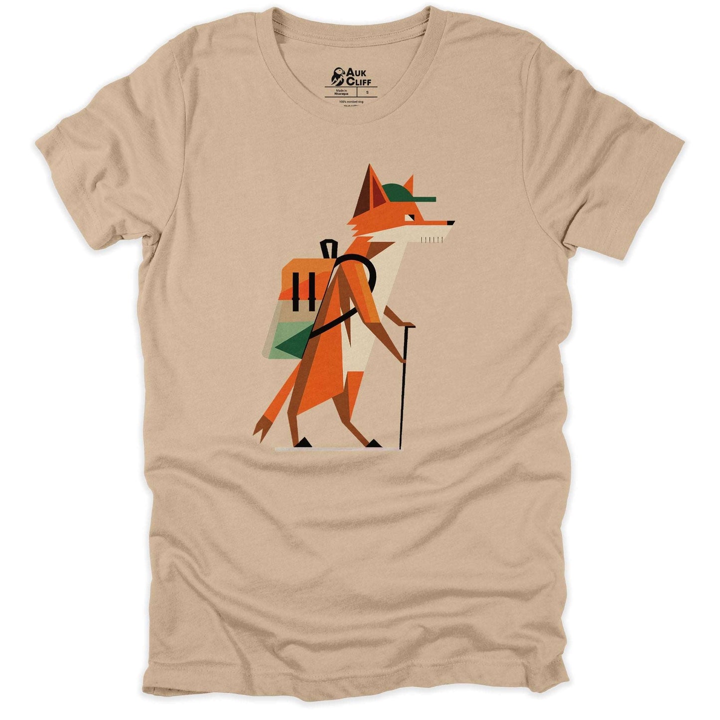 AukCliff Hiking and Camping Graphic Tees Tan / S Geometric Trekker Fox T-shirt
