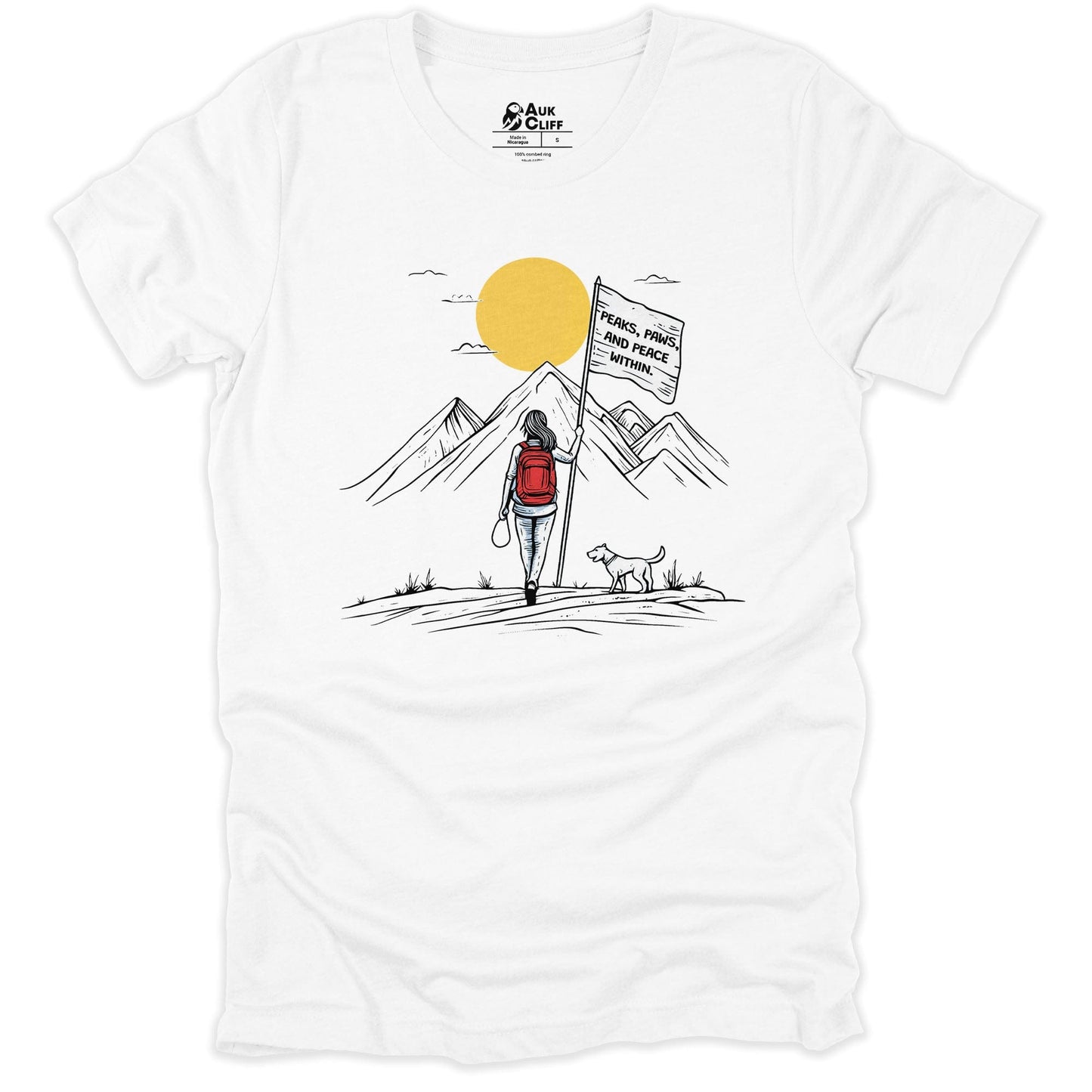 AukCliff Hiking and Camping Graphic Tees White / S Peaks, Paws, and Peace Adventure T-shirt