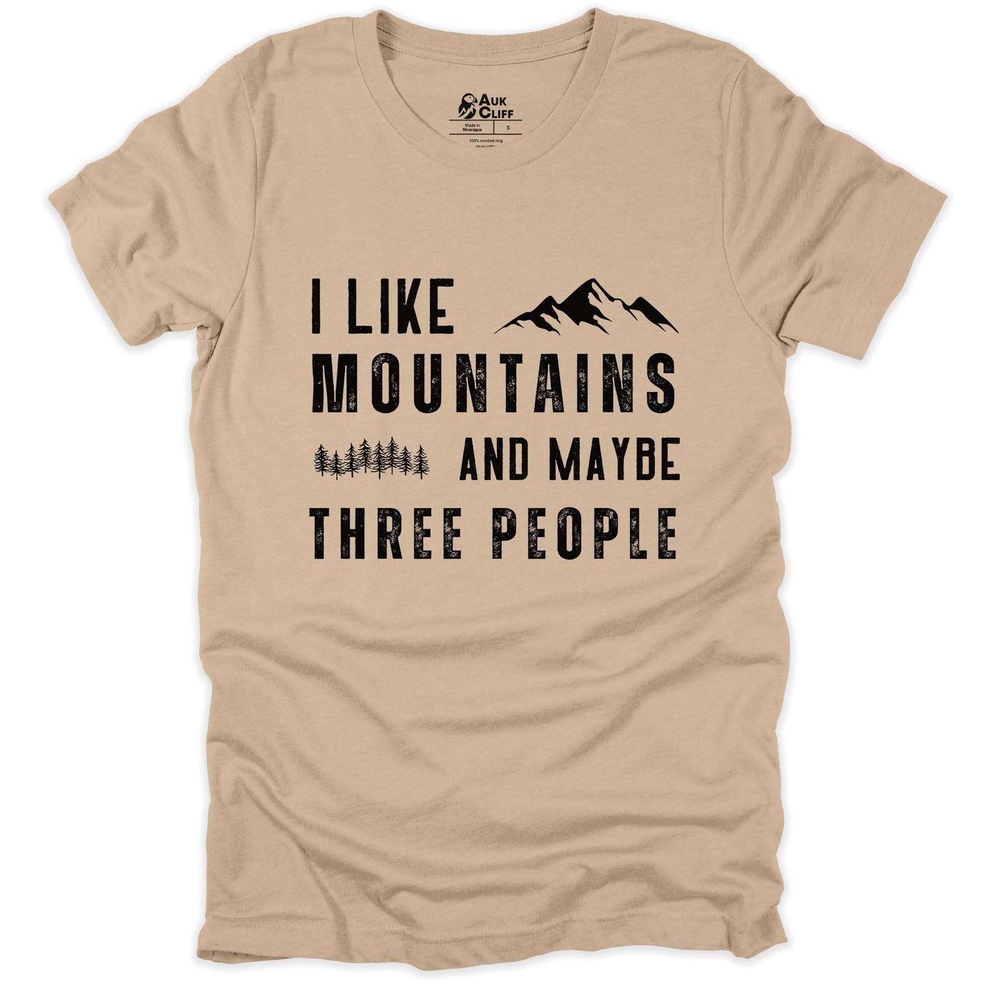 AukCliff Humour and Motivation Graphic Tees Tan / S Mountains and Solitude T-shirt