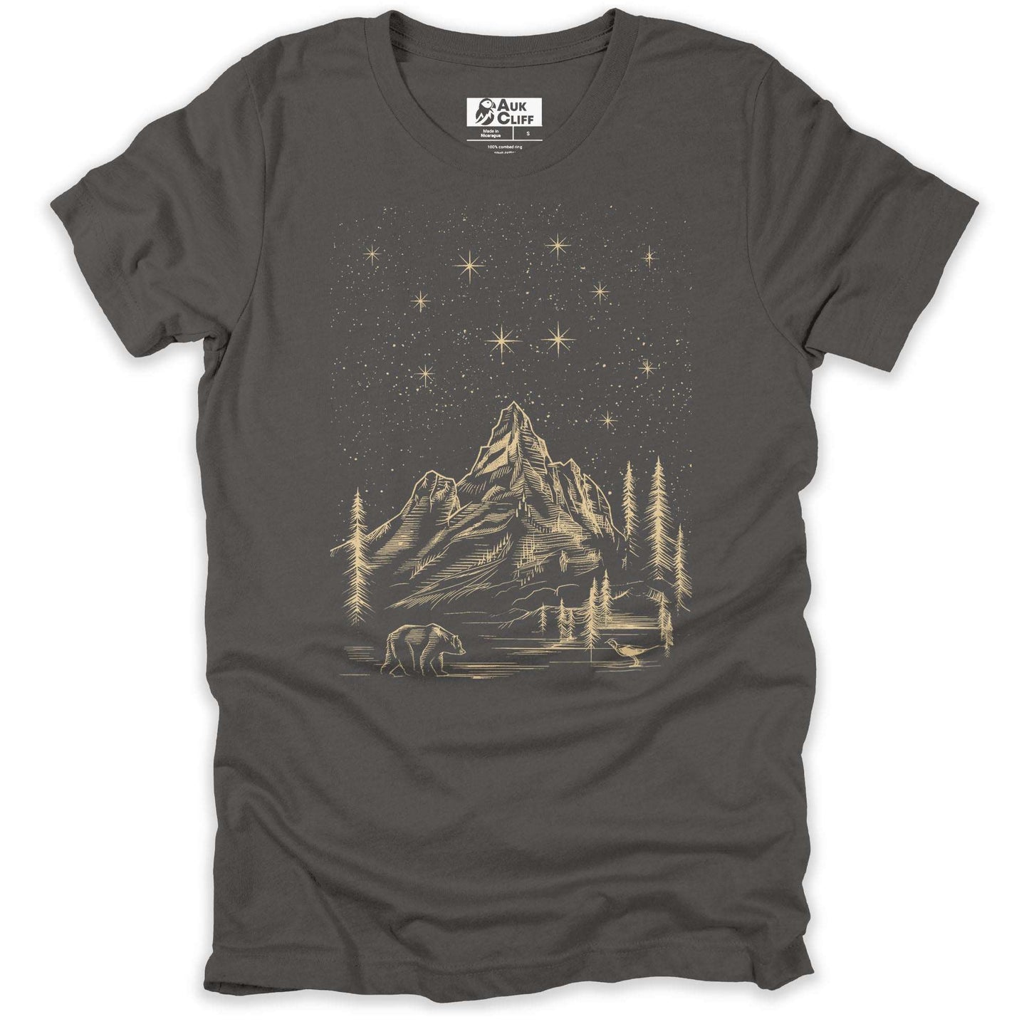 AukCliff Mountain and Wilderness Graphic Tees Asphalt / S Alpine Wildlife T-shirt