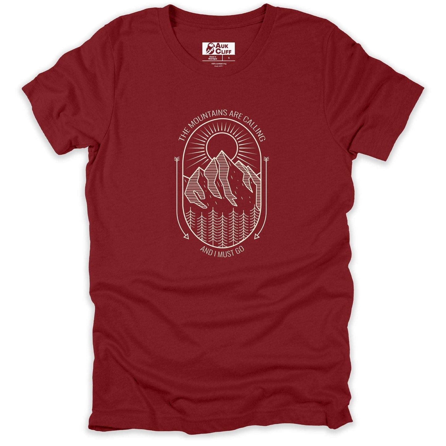AukCliff Mountain and Wilderness Graphic Tees Cardinal / S The Mountains Are Calling T-shirt