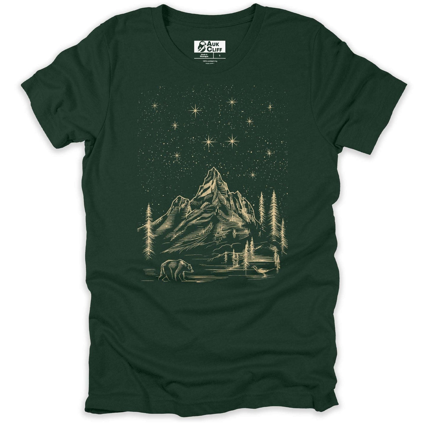 AukCliff Mountain and Wilderness Graphic Tees Forest / S Alpine Wildlife T-shirt