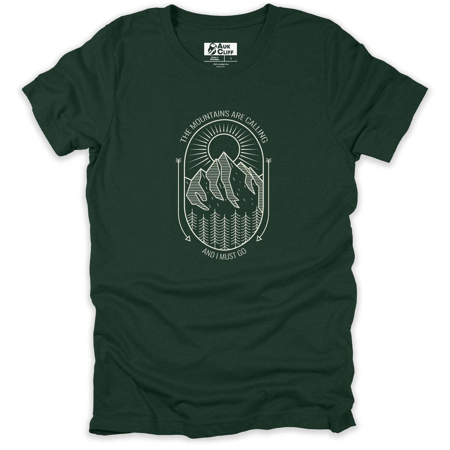 AukCliff Mountain and Wilderness Graphic Tees Forest / S The Mountains Are Calling T-shirt