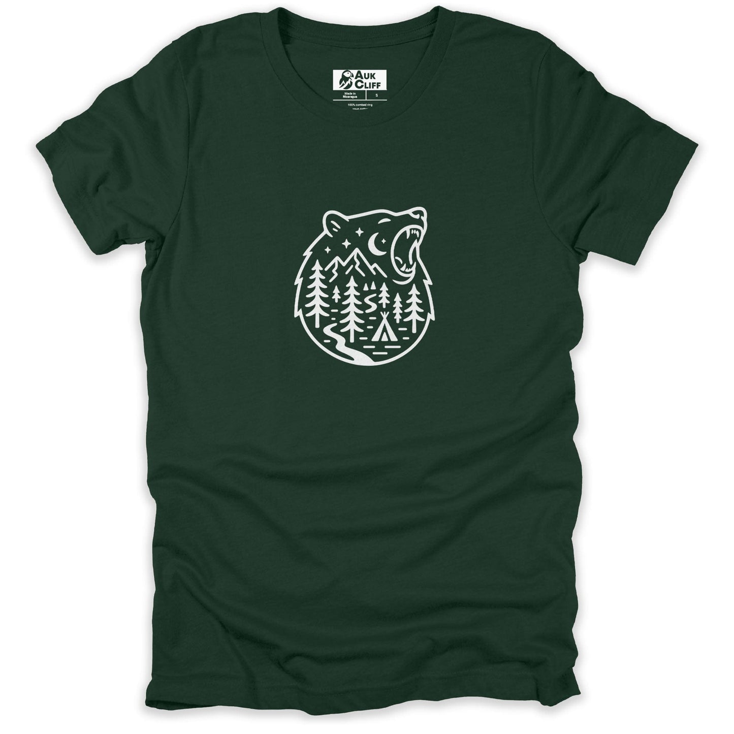 AukCliff Mountain and Wilderness Graphic Tees Forest / S Wilderness Roar Outdoor Bear T-shirt