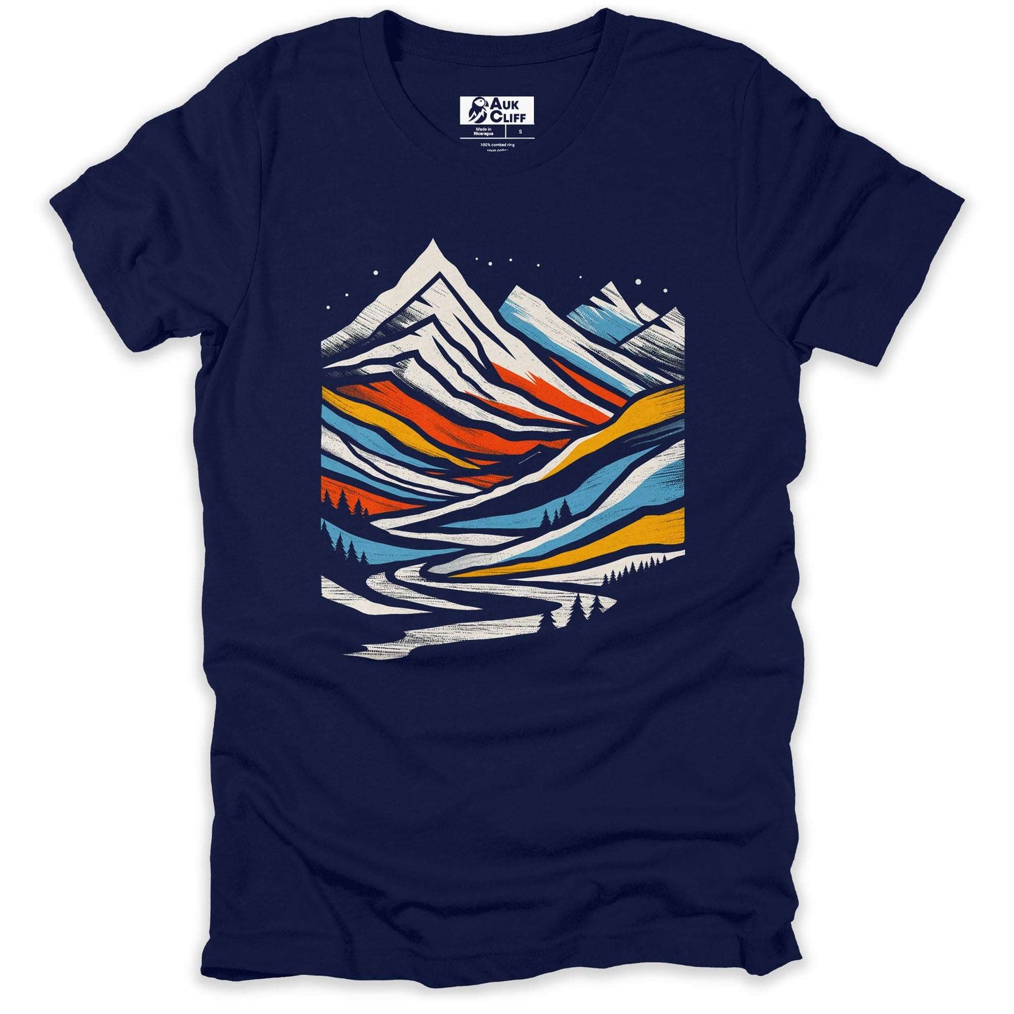 AukCliff Mountain and Wilderness Graphic Tees Navy / S Mountain Mosaic T-shirt