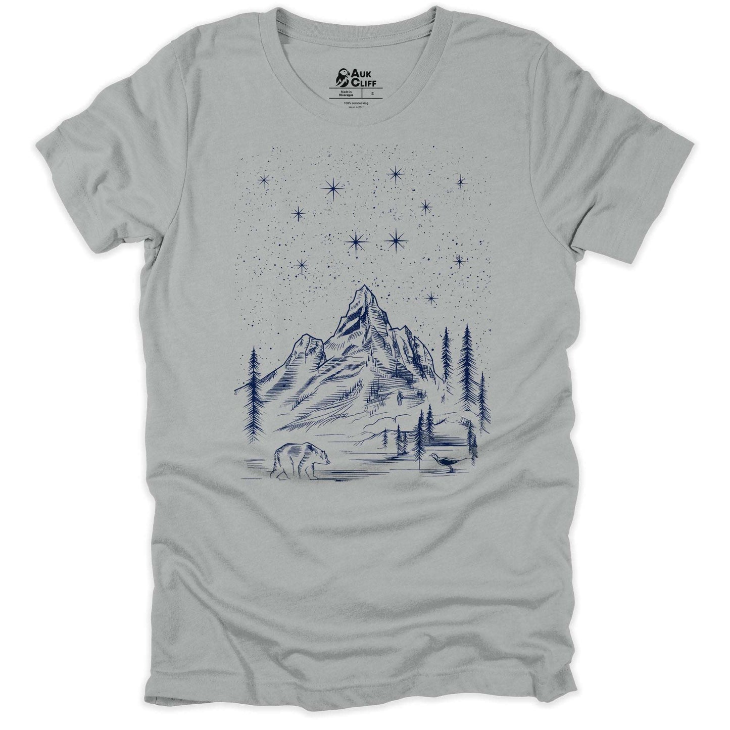 AukCliff Mountain and Wilderness Graphic Tees Silver / S Alpine Wildlife T-shirt