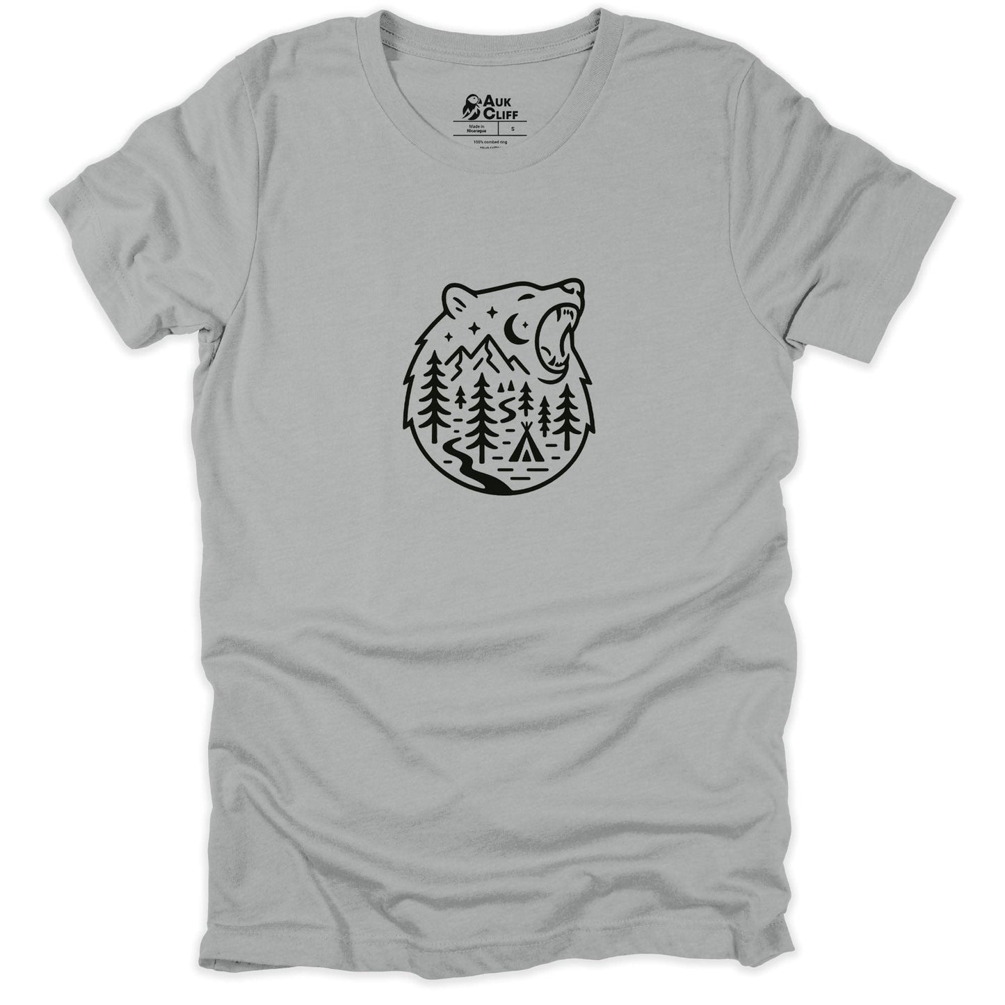 AukCliff Mountain and Wilderness Graphic Tees Silver / S Wilderness Roar Outdoor Bear T-shirt