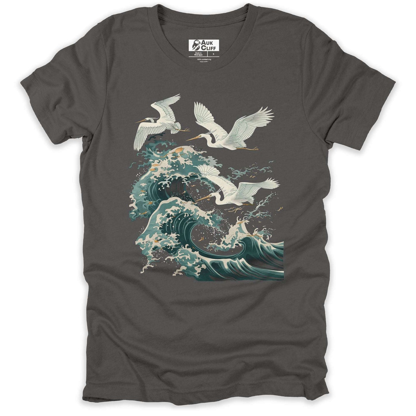 AukCliff Nature and Wildlife Graphic Tees Asphalt / S Cresting Waves & Soaring Spirits T-shirt