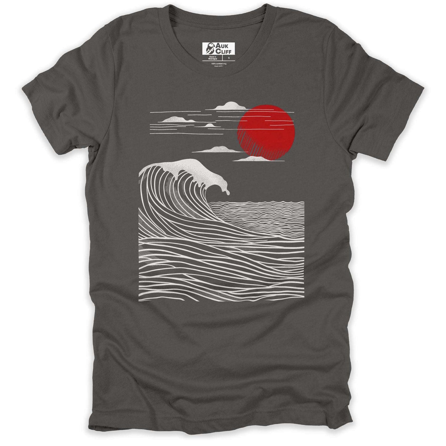 AukCliff Nature and Wildlife Graphic Tees Asphalt / S Oceanic Sunset Waves T-shirt
