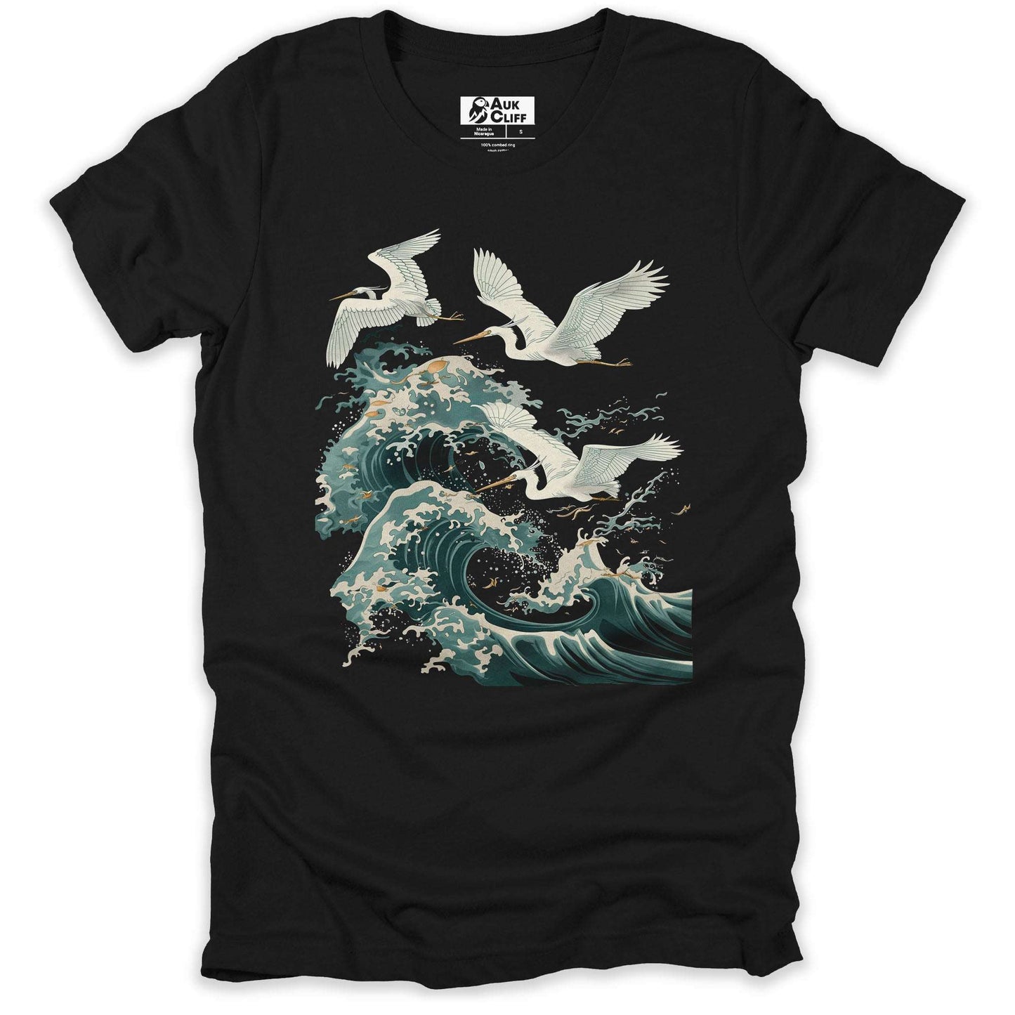 AukCliff Nature and Wildlife Graphic Tees Black / S Cresting Waves & Soaring Spirits T-shirt