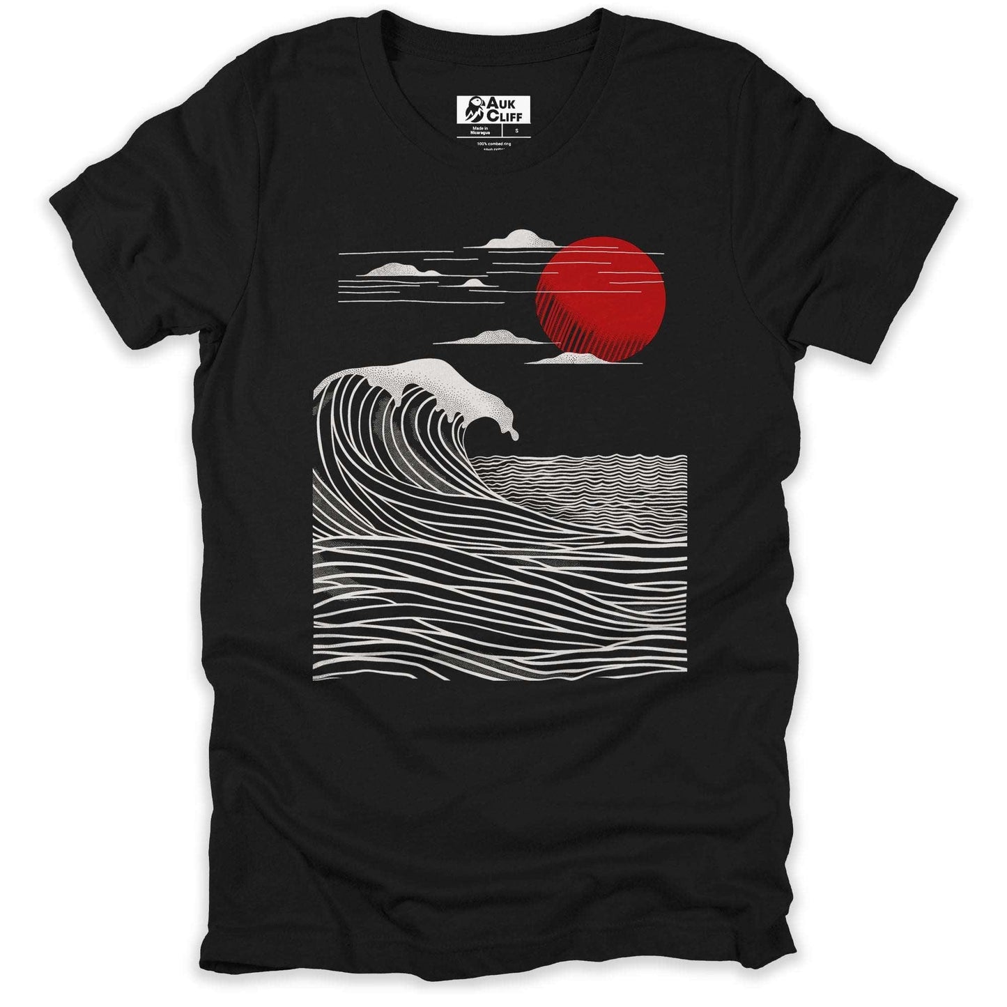 AukCliff Nature and Wildlife Graphic Tees Black / S Oceanic Sunset Waves T-shirt