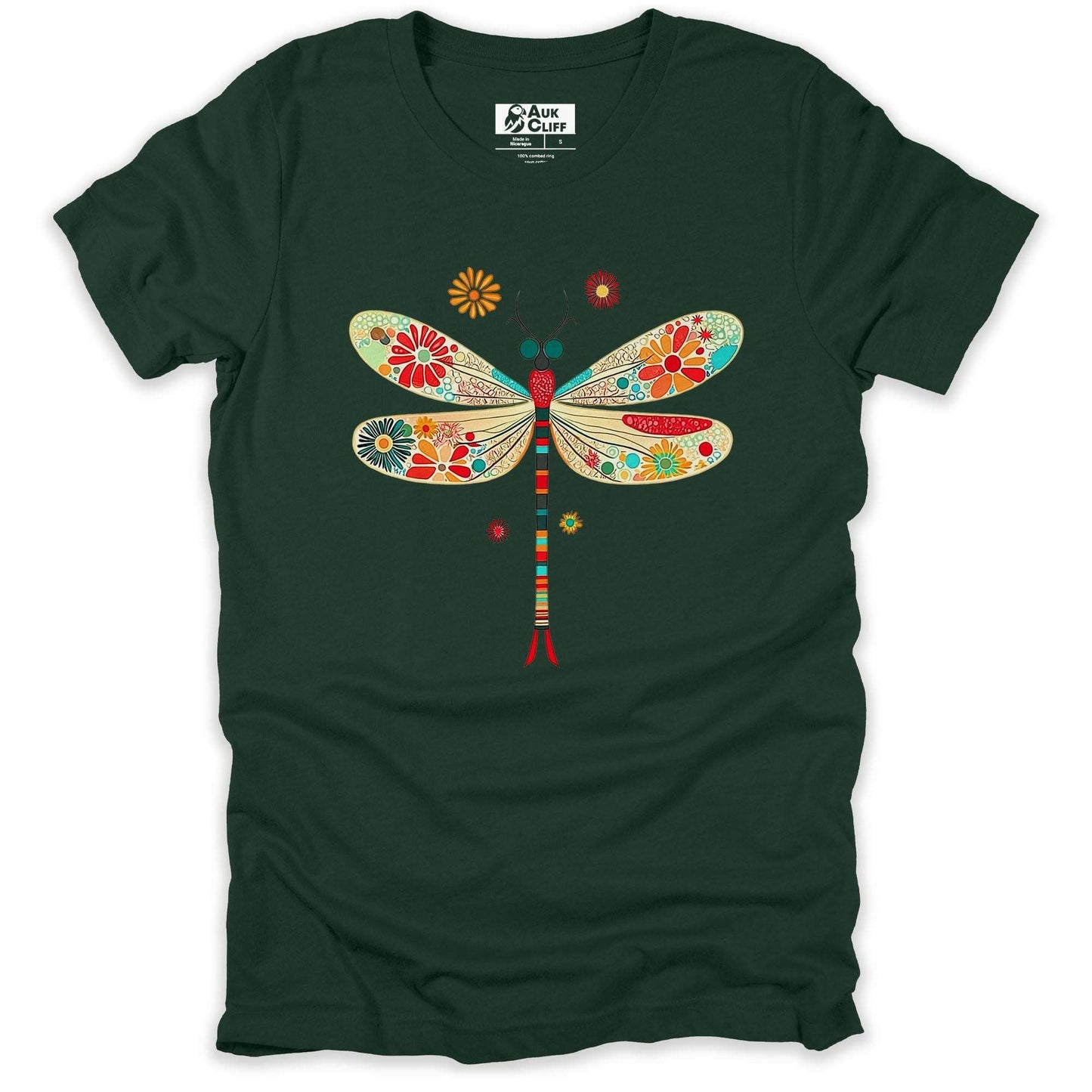 AukCliff Nature and Wildlife Graphic Tees Forest / S Blooming Dragonfly T-shirt