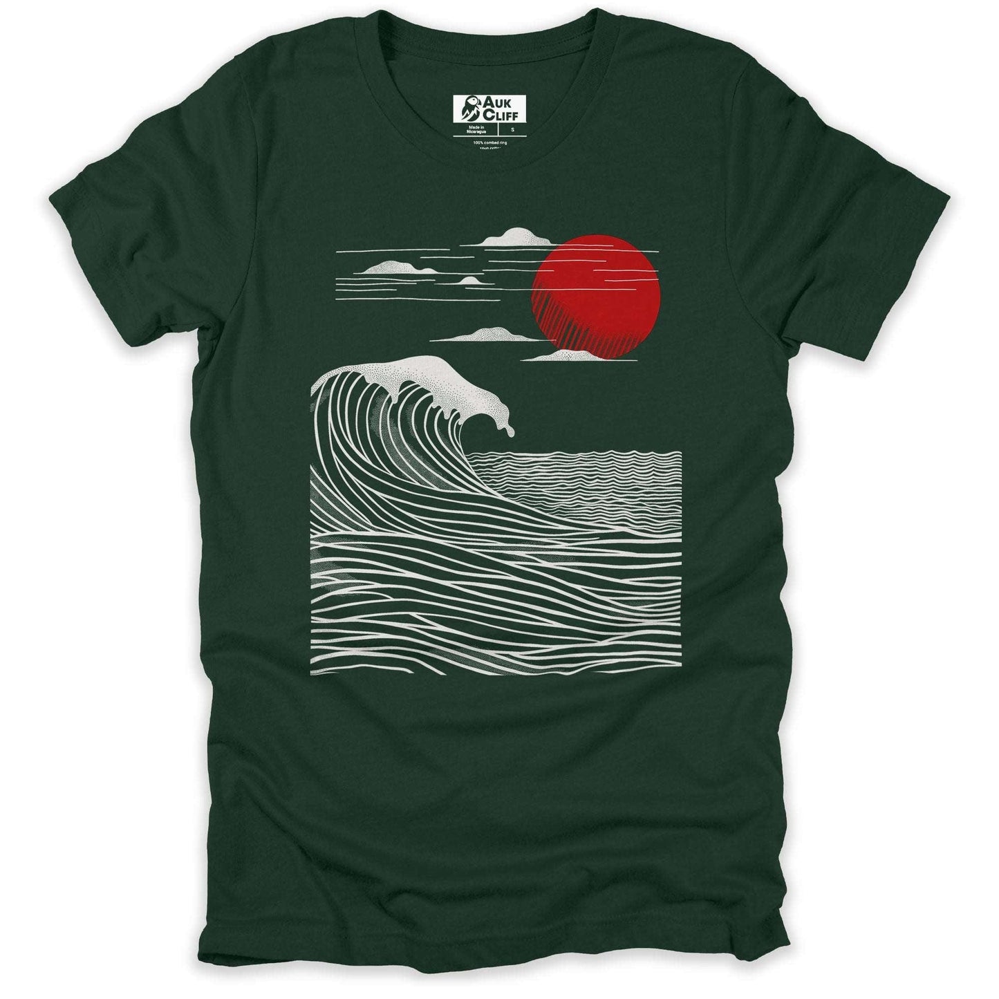AukCliff Nature and Wildlife Graphic Tees Forest / S Oceanic Sunset Waves T-shirt