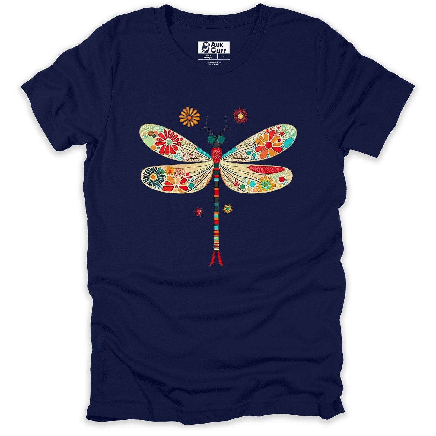 AukCliff Nature and Wildlife Graphic Tees Navy / S Blooming Dragonfly T-shirt