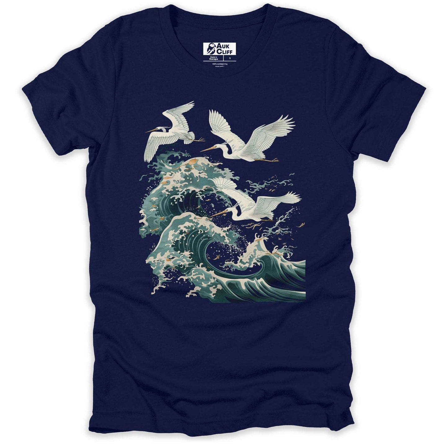 AukCliff Nature and Wildlife Graphic Tees Navy / S Cresting Waves & Soaring Spirits T-shirt