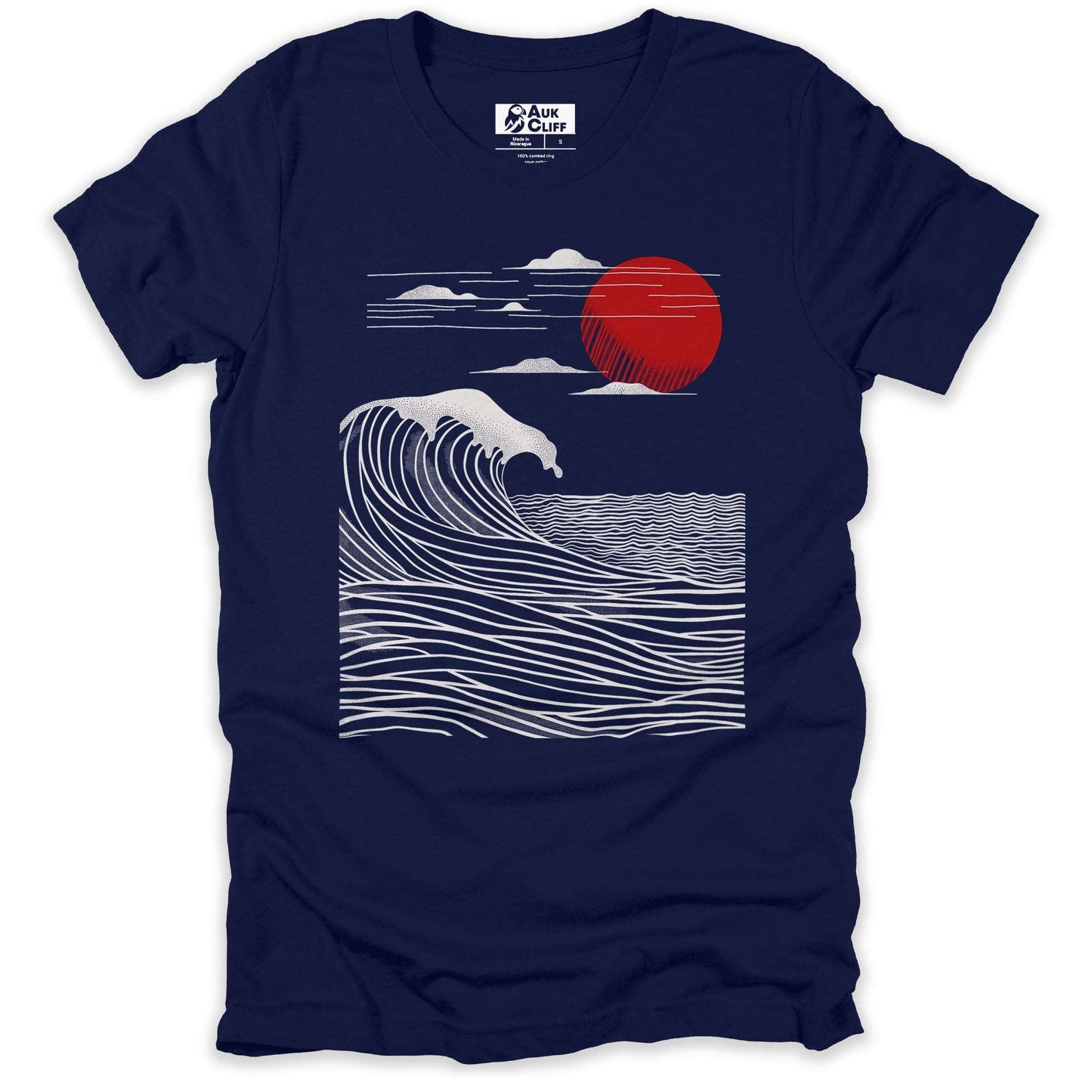 AukCliff Nature and Wildlife Graphic Tees Navy / S Oceanic Sunset Waves T-shirt