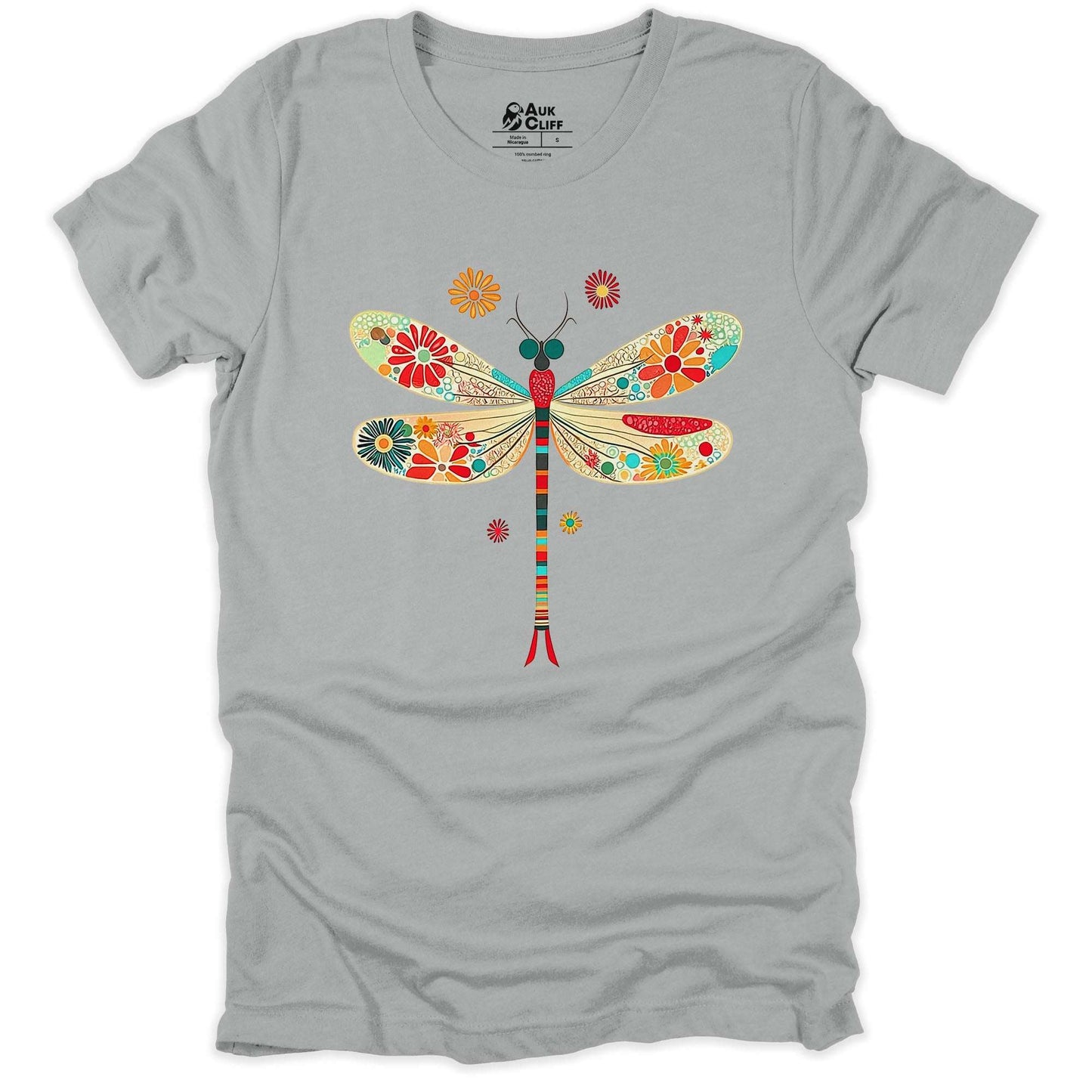 AukCliff Nature and Wildlife Graphic Tees Silver / S Blooming Dragonfly T-shirt