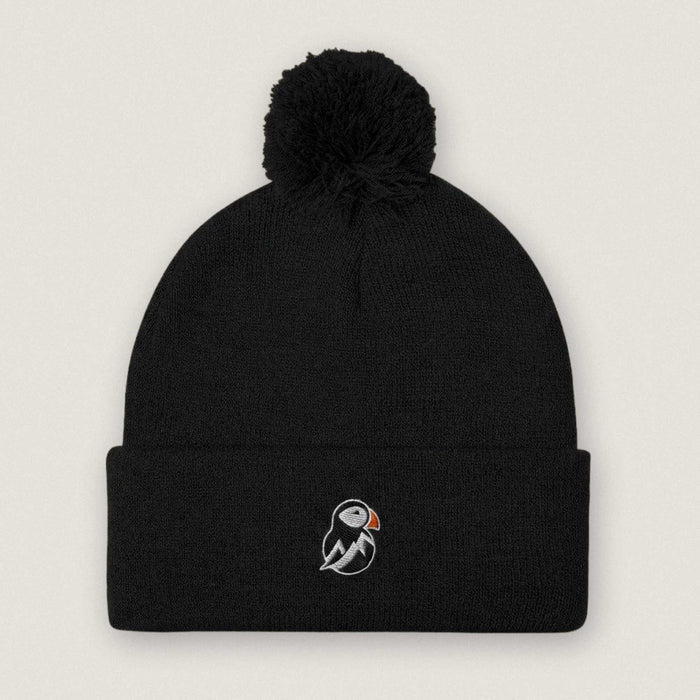 AukCliff Pom-Pom Knit Beanie Black Pom-Pom Beanie