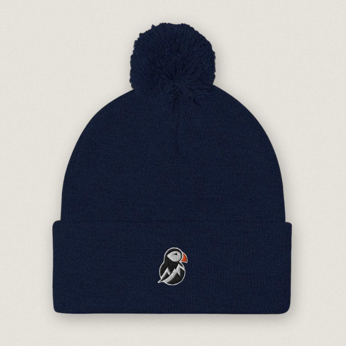 AukCliff Pom-Pom Knit Beanie Navy Pom-Pom Beanie