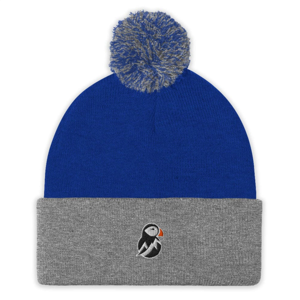 AukCliff Pom-Pom Knit Beanie Royal/ Heather Grey Pom-Pom Beanie