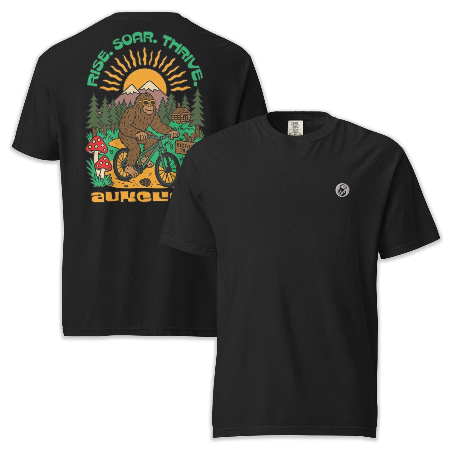 AukCliff Rear Print Comfort Colors T-shirt Black / S Retro Bigfoot Biker Comfort Colors T-shirt