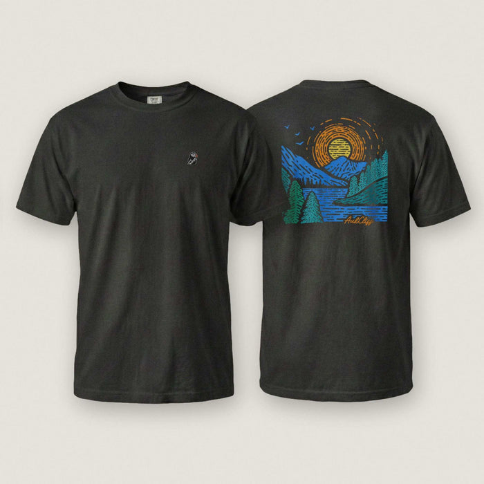 AukCliff Rear Print Comfort Colors T-shirt Black / S Sunrise Vista Landscape Back Print Comfort Colors T-Shirt