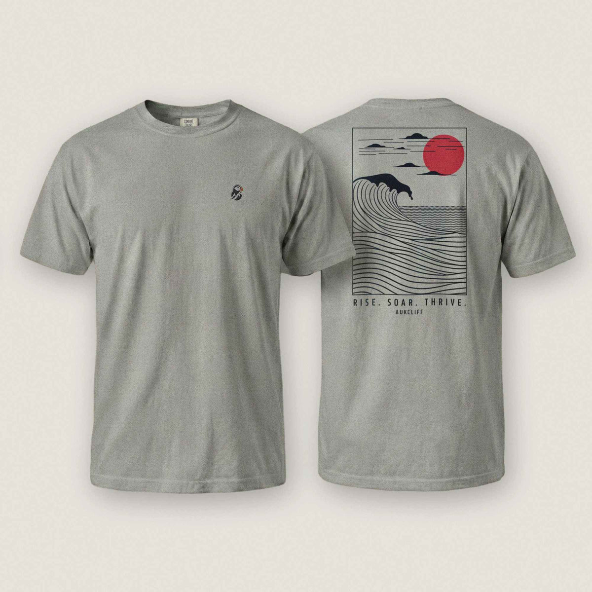 AukCliff Rear Print Comfort Colors T-shirt Grey / S Coastal Waves Comfort Colors T-shirt