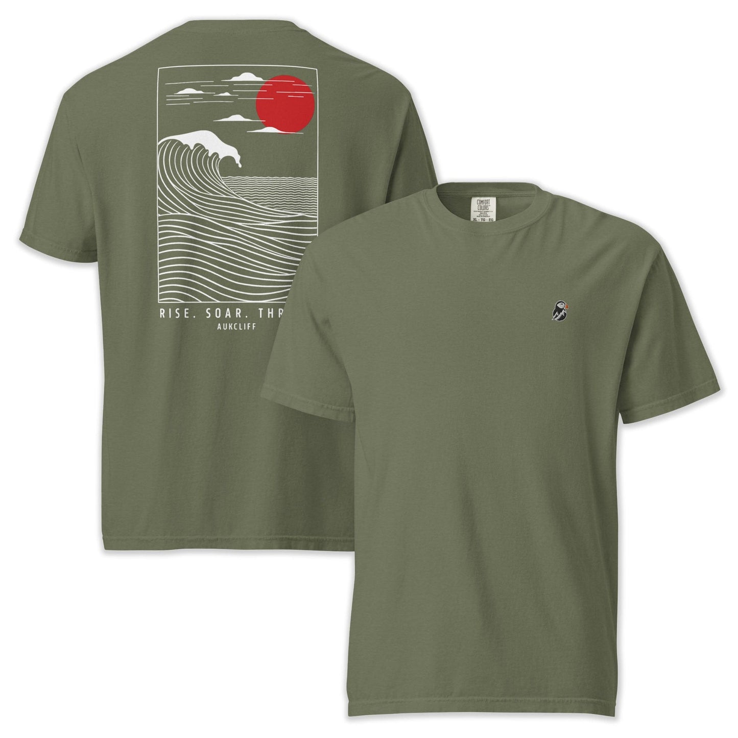 AukCliff Rear Print Comfort Colors T-shirt Moss / S Coastal Waves Comfort Colors T-shirt