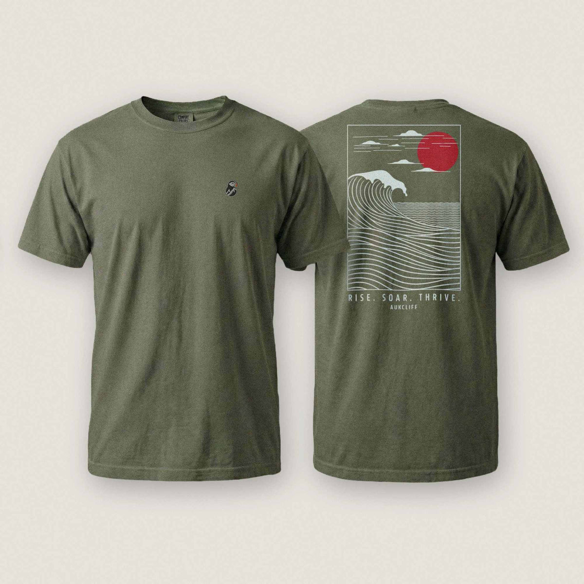 AukCliff Rear Print Comfort Colors T-shirt Moss / S Coastal Waves Comfort Colors T-shirt