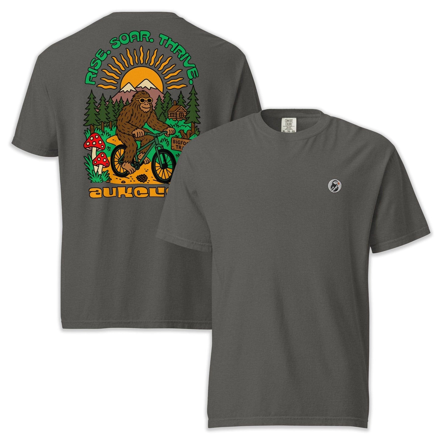 AukCliff Rear Print Comfort Colors T-shirt Pepper / S Retro Bigfoot Biker Comfort Colors T-shirt