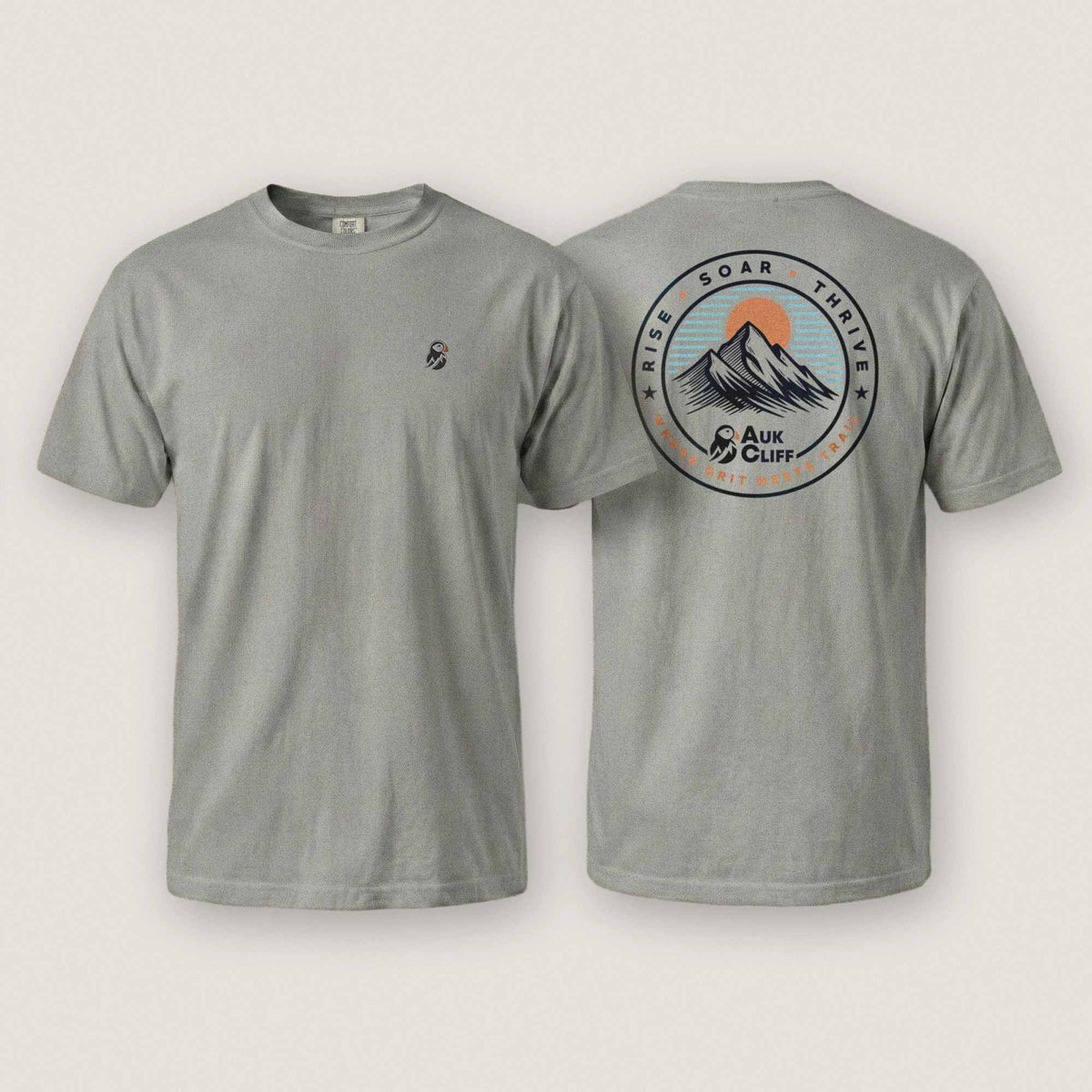 AukCliff Rear Print Comfort Colors T-shirt Trail Emblem Mountain Comfort Colors Back Print T-Shirt
