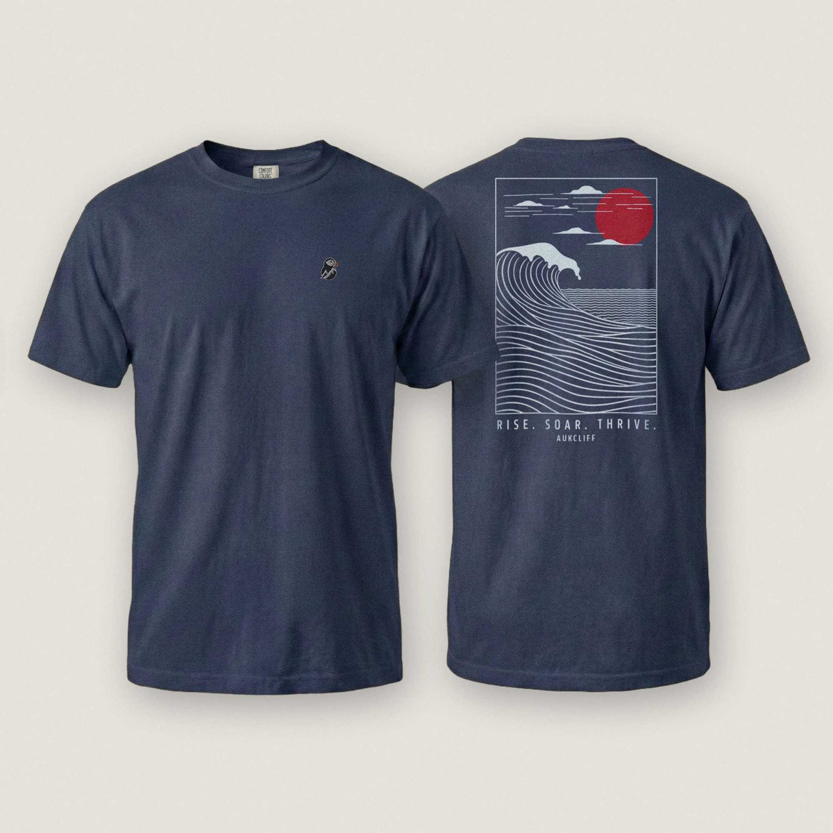 AukCliff Rear Print Comfort Colors T-shirt True Navy / S Coastal Waves Comfort Colors T-shirt