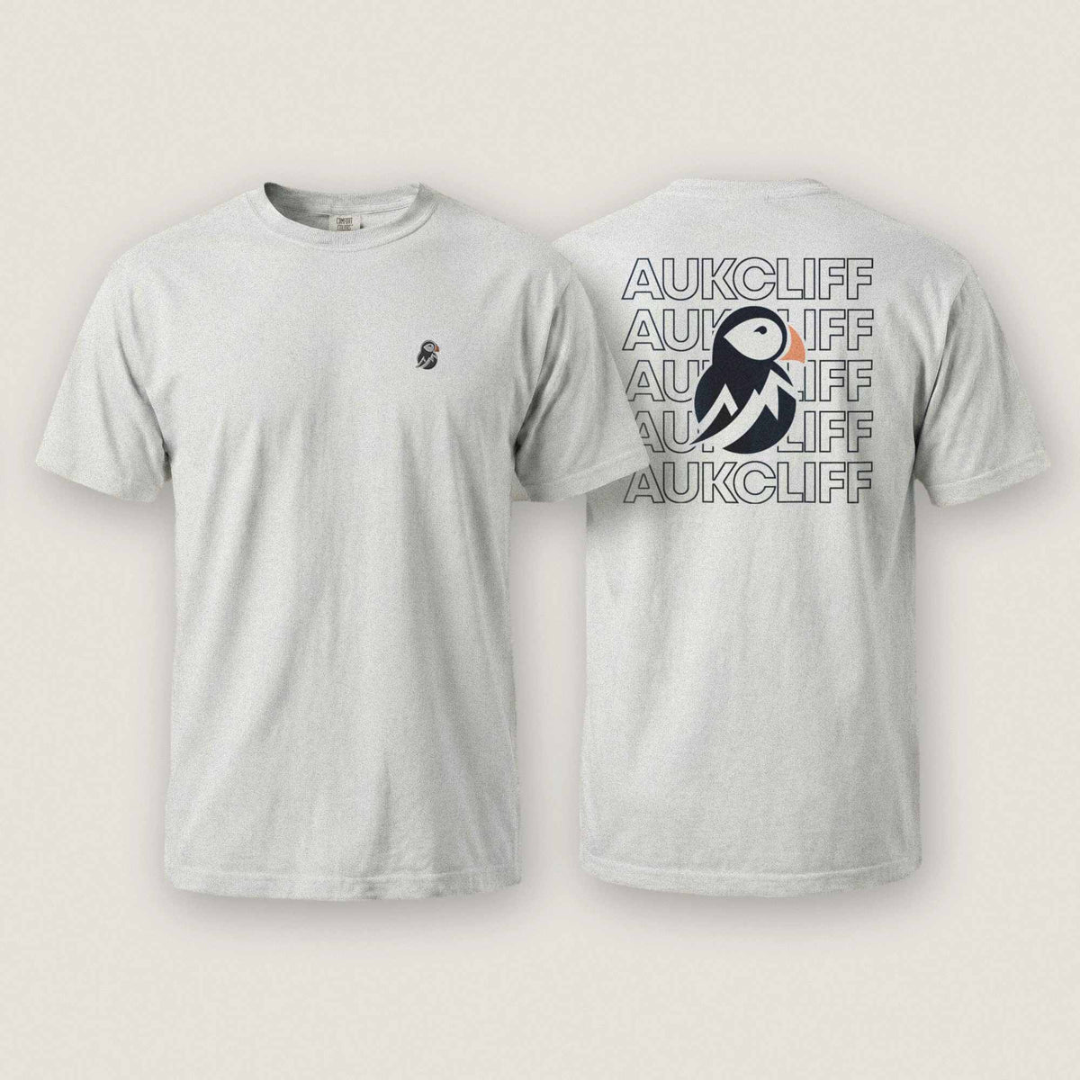 AukCliff Rear Print Comfort Colors T-shirt White / S AukCliff® Puffin Logo Comfort Colors T-Shirt