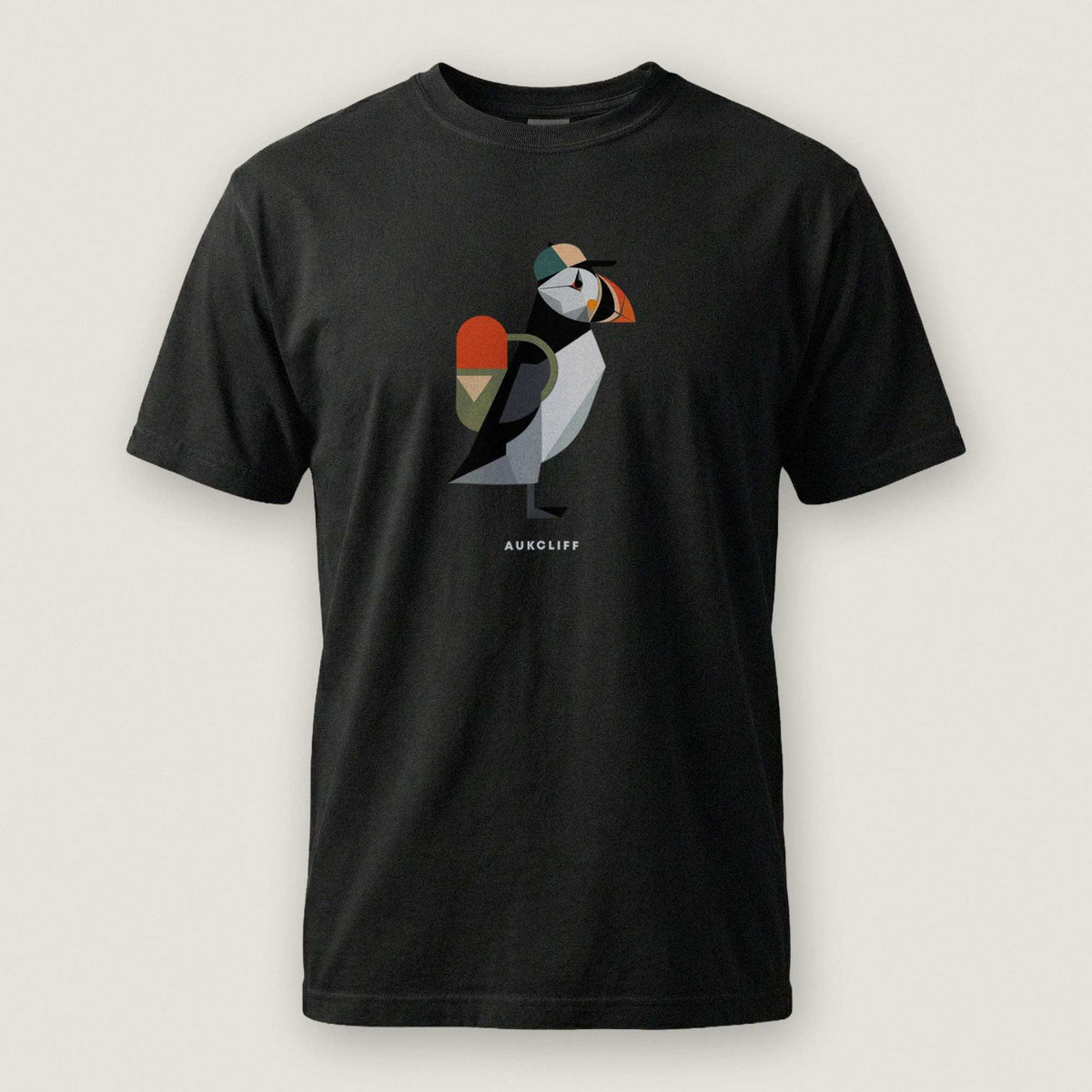 Printify T-Shirt Black / S Geometric Puffin Trekker T-shirt