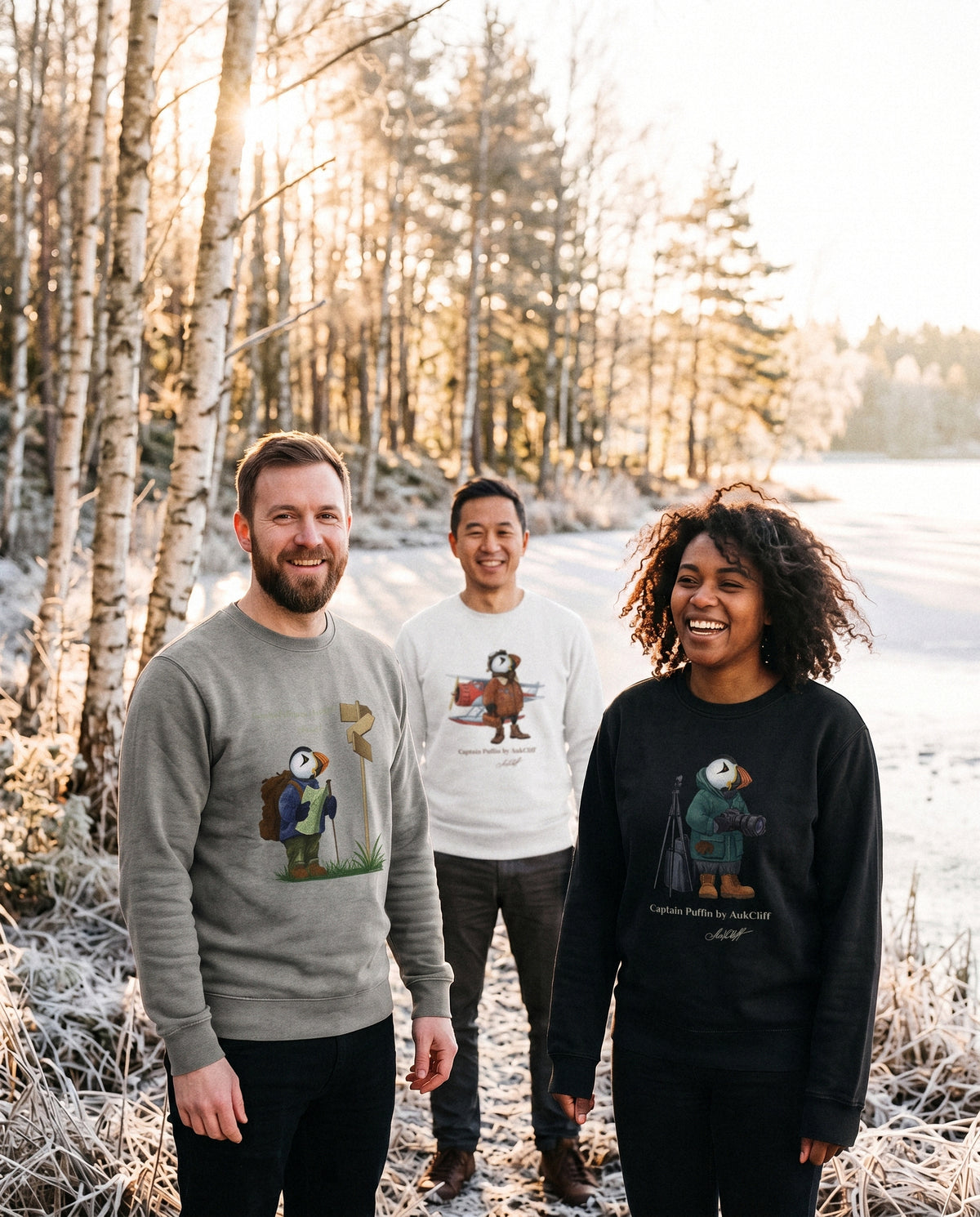 Captain Puffin sweatshirts worn outdoors, photo 1