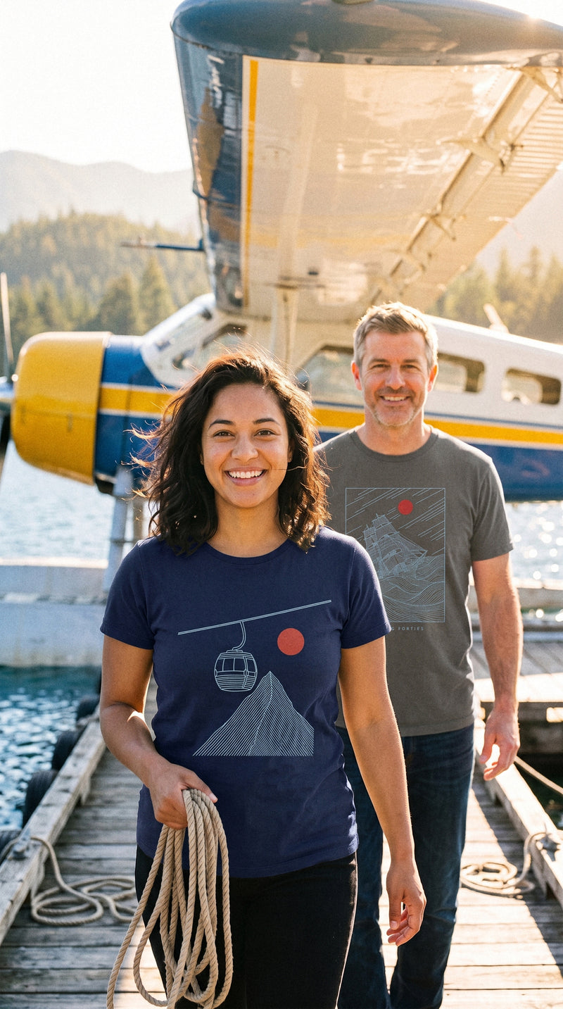 AukCliff t-shirts worn at a lake dock, photo 3