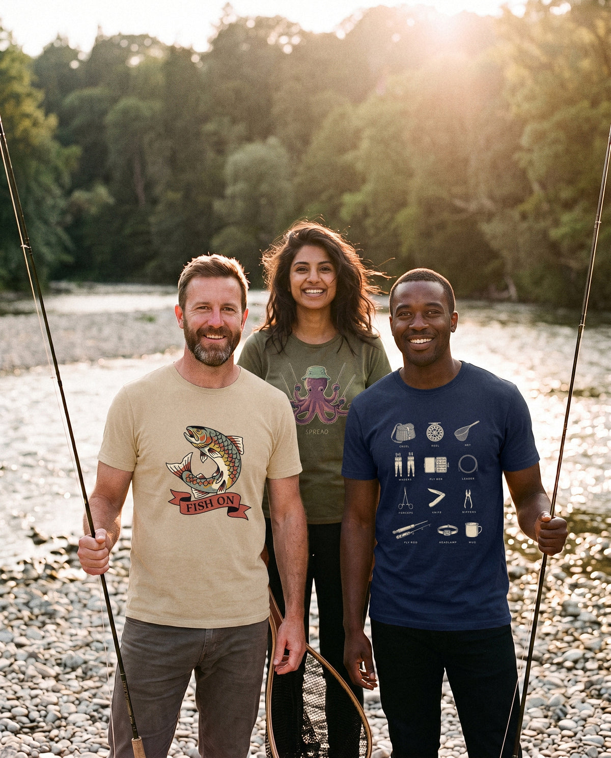 AukCliff t-shirts worn at a river bank, photo 1