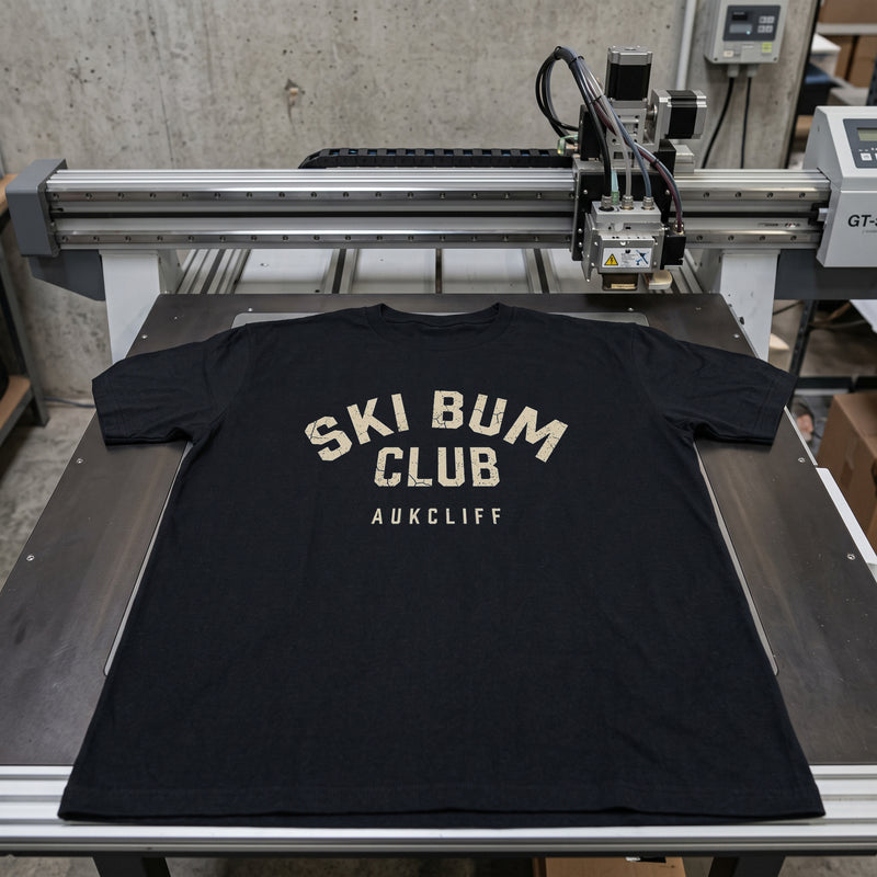 Folded tees on the workshop bench